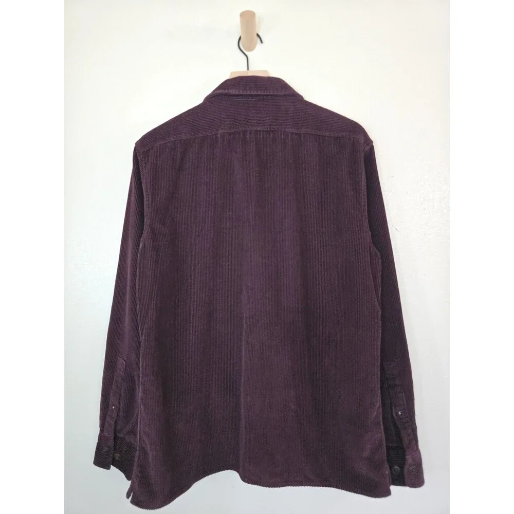 Banana Republic Organic Cotton Corduroy Shirt Mens M Burgundy Button Up